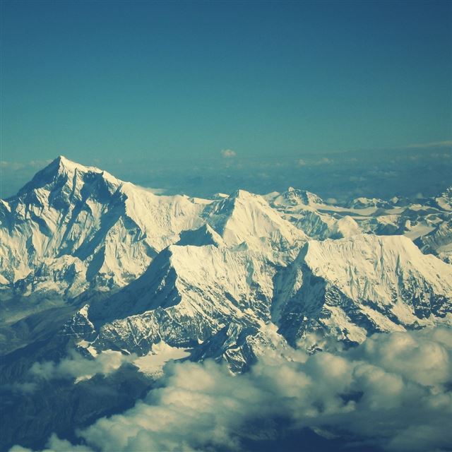 1024x1024 Snowy Mountain In Clouds - nature iPad Wallpaper