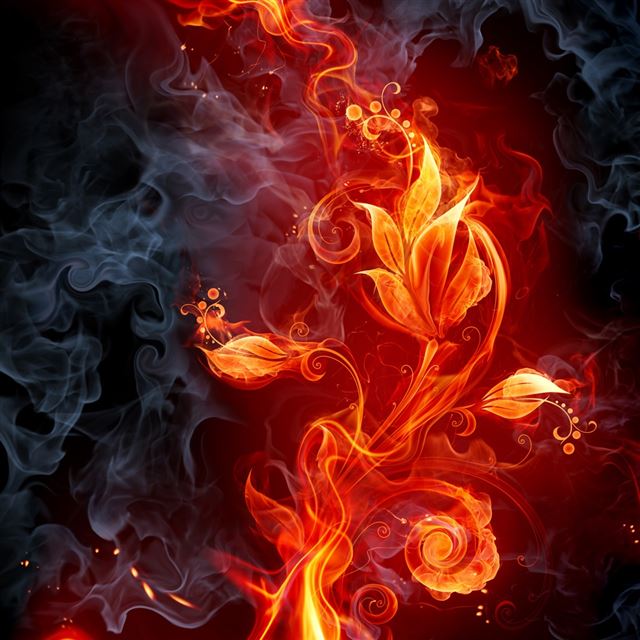 1024x1024 Fire Flowers - smoke iPad Wallpaper
