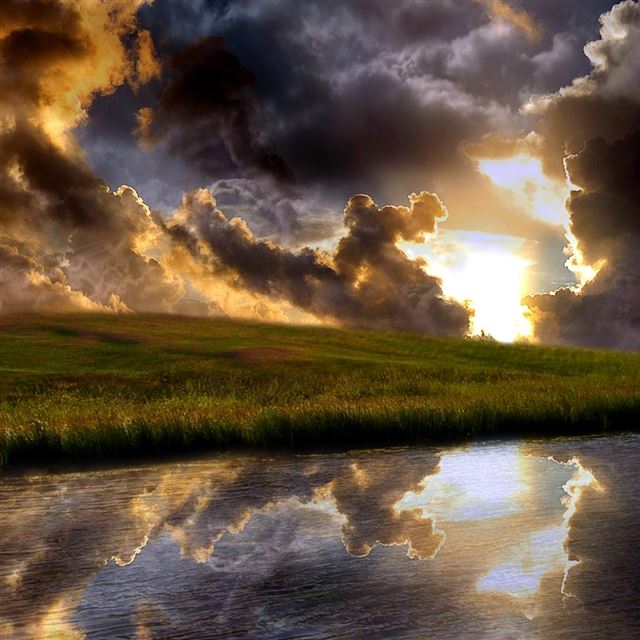 1024x1024 Nature Strom Grassland - landscape iPad Wallpaper