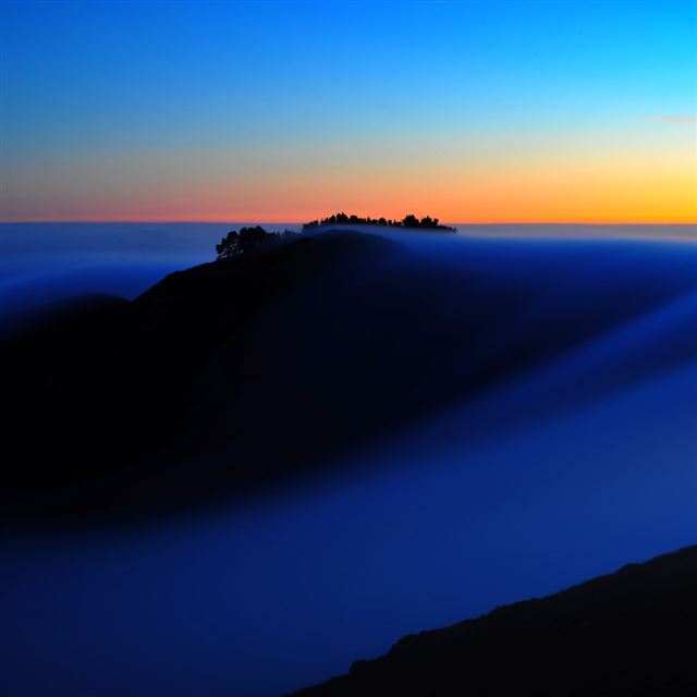 1024x1024 Nature Foggy Dreamscape - orange iPad Wallpaper