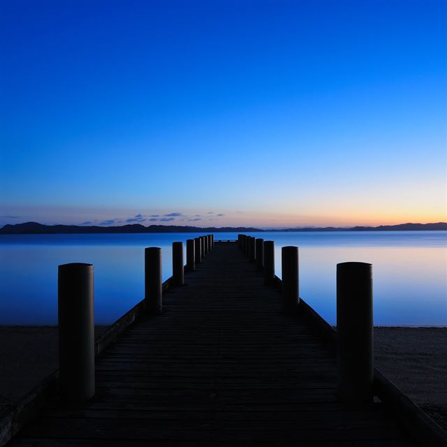1024x1024 Nature Blue Sunrise Landscape - simple iPad Wallpaper