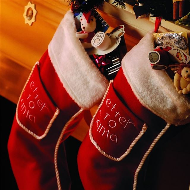 1024x1024 Presents In Christmas Socks - happy iPad Wallpaper