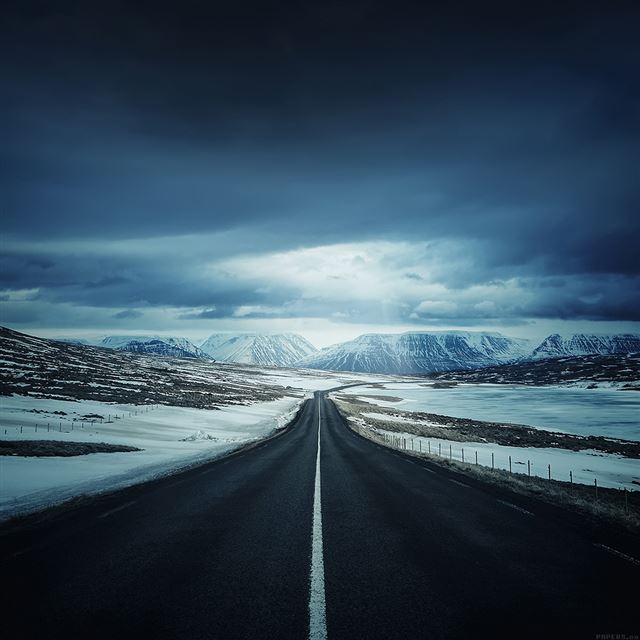 1024x1024 Road To Snow Mountain Nature Winter - road iPad Wallpaper