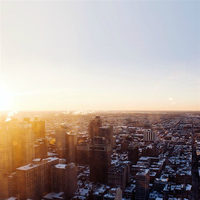 1024x1024 Urban Sunrise Winter City Skyview - urban iPad Wallpaper