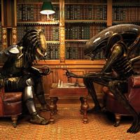 Alien and Predator Playing Chess wallpaper