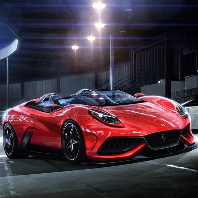 1024x1024 Luxury Red Ferrari Racing Car - vehicle iPad Wallpaper