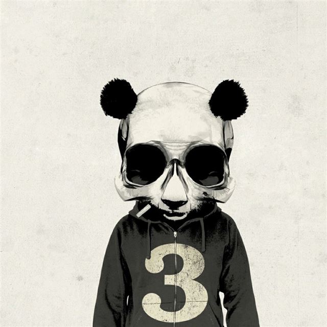 1024x1024 Smoking Panda Cartoon Art - funny iPad Wallpaper