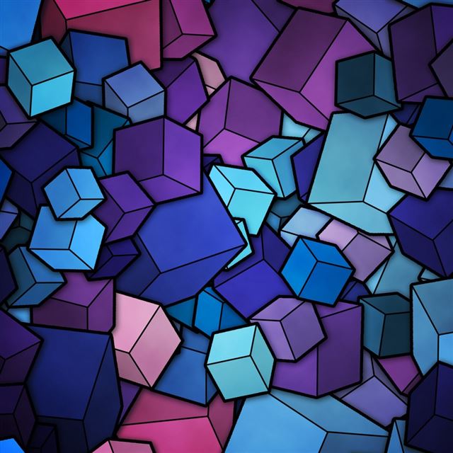 1024x1024 Abstract Blue Cube Stack -  iPad Wallpaper