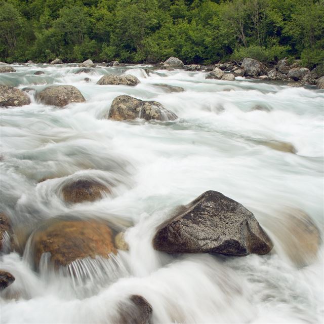 1024x1024 Surging River Among Rocks - river iPad Wallpaper