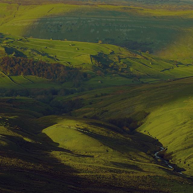 1024x1024 Nature Dark Green Mountain Field - plain iPad Wallpaper