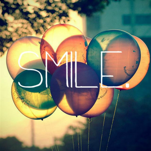 1024x1024 Smile Text Written On Retro Colored Ballons - text iPad Wallpaper