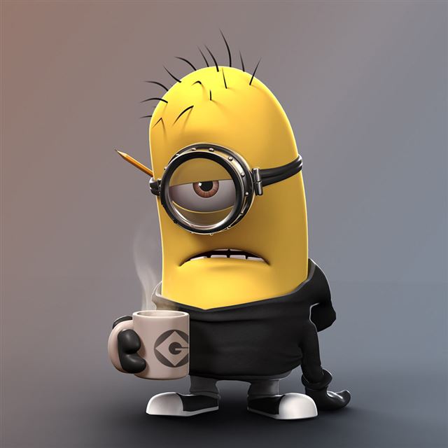 1024x1024 Tired Minion Coffee Lover - yellow iPad Wallpaper