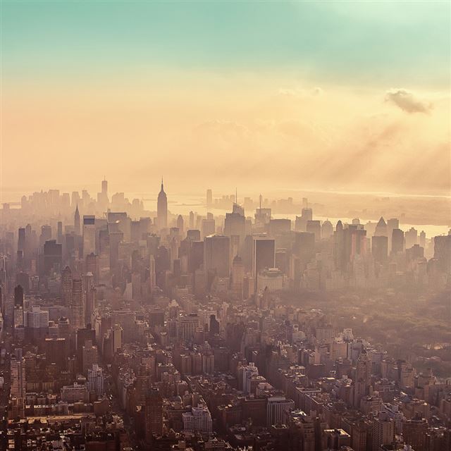 1024x1024 New York City Sunrise Haze - sunlight iPad Wallpaper