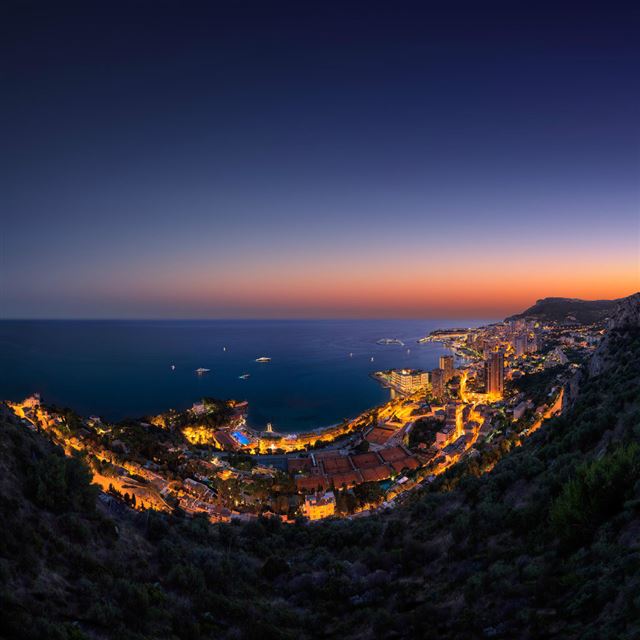 1024x1024 Summer Sunset Over Monaco - mountains iPad Wallpaper