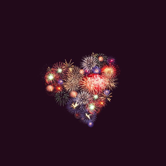 1024x1024 Fireworks Inside Heart Shape -  iPad Wallpaper