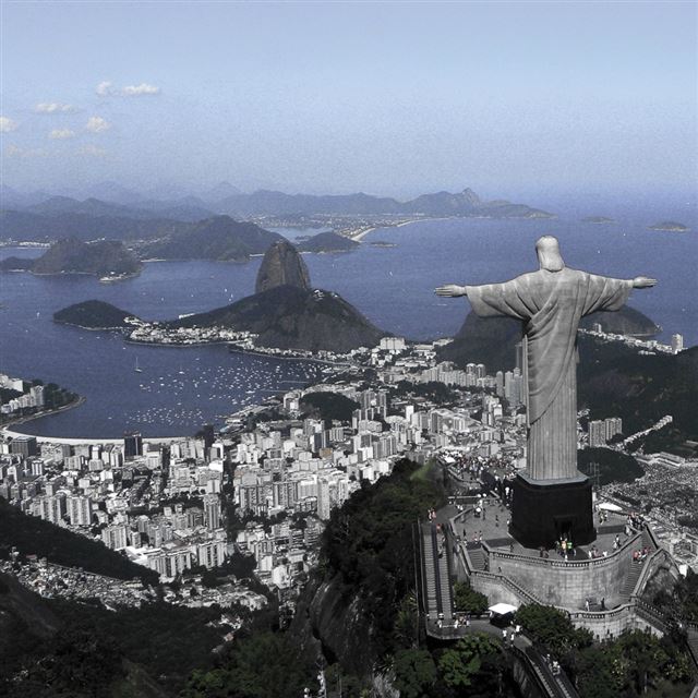 1024x1024 Jesus Christ Statue Above Rio de Janeiro - ocean iPad Wallpaper