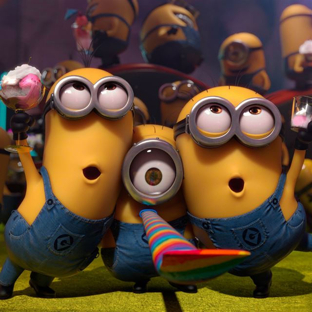 1024x1024 Minions Cheerful Party - happy iPad Wallpaper