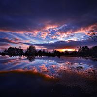 Sunset Lake Night Blue Dark Nature wallpaper