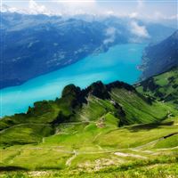 Emerald Green Hill Beautiful Mountains River Magnificent Scenery wallpaper