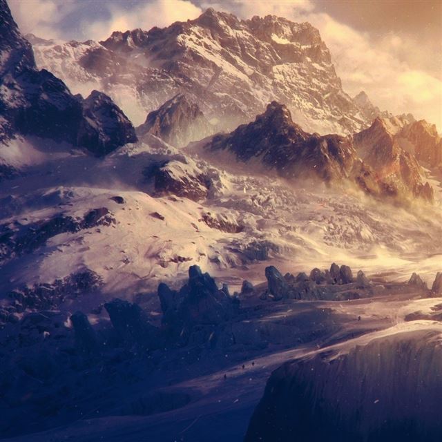 1024x1024 Magnificent Cloudy Mountains Landscape - sunset iPad Wallpaper