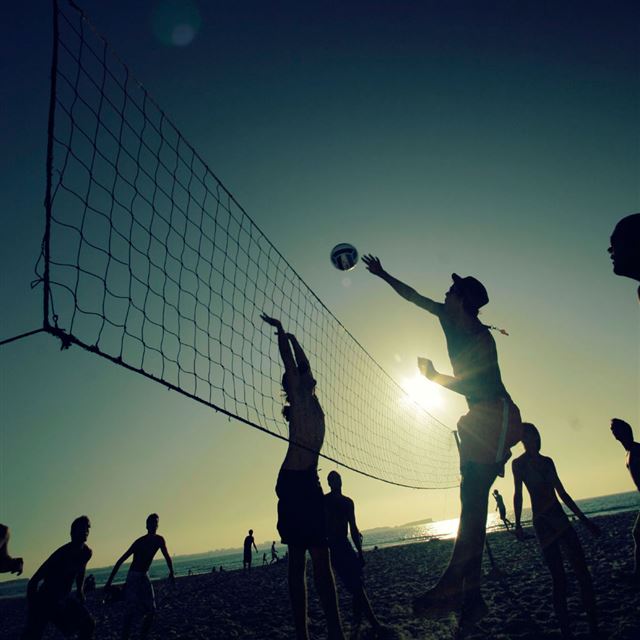 1024x1024 Sunset Beach Volleyball Sports - sunset iPad Wallpaper
