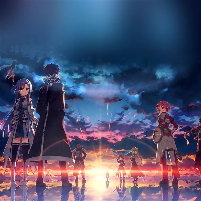 1024x1024 Anime Art Sunset Drawing -  iPad Wallpaper