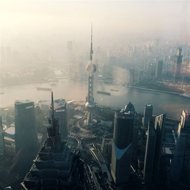 1024x1024 Shanghai Cityscape Overview - river iPad Wallpaper