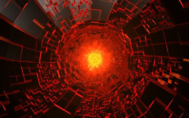 1024x1024 Futuristic 3d Cells - orange iPad Wallpaper