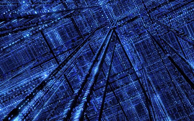 1024x1024 3D Blue Silicon City - shiny iPad Wallpaper