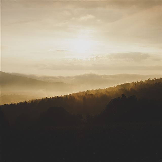 1024x1024 Nature Mountain Sunset Yellow - sunlight iPad Wallpaper