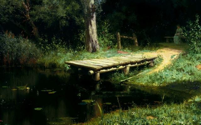1024x1024 Forest River Jetty - cyan iPad Wallpaper