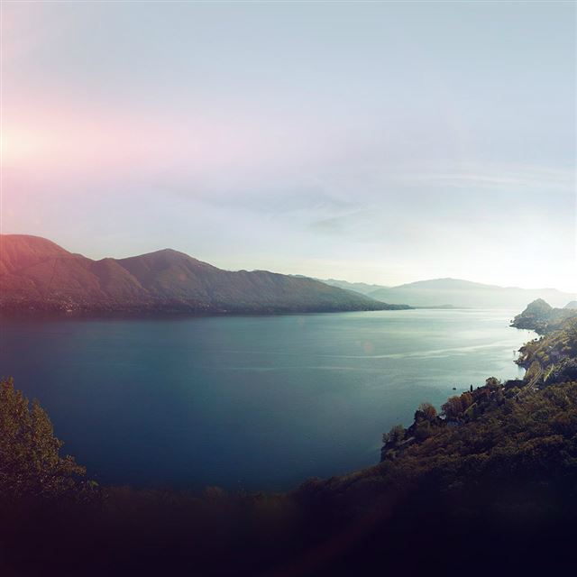 1024x1024 Sky Blue Lake Sea Nature Calm Day Flare - mountains iPad Wallpaper