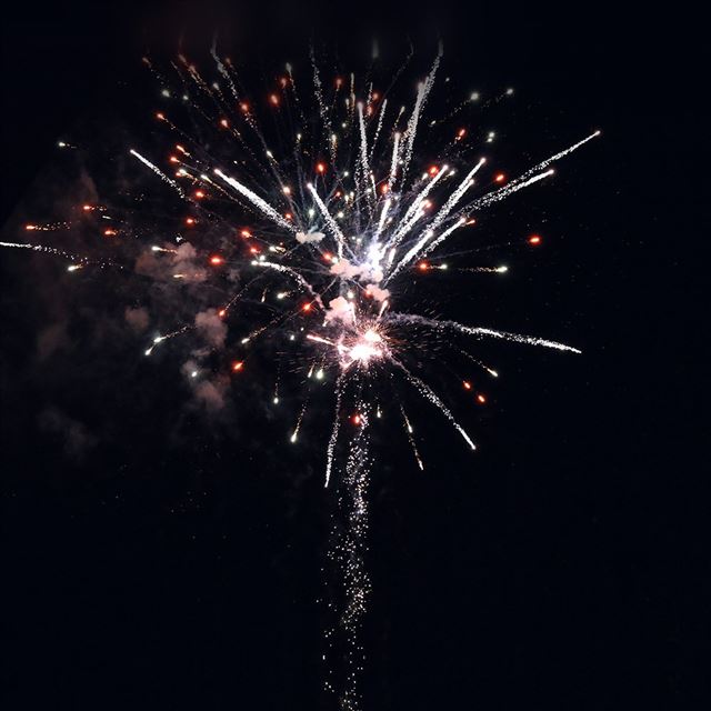 1024x1024 Firework Art Night Sky City Party - yellow iPad Wallpaper