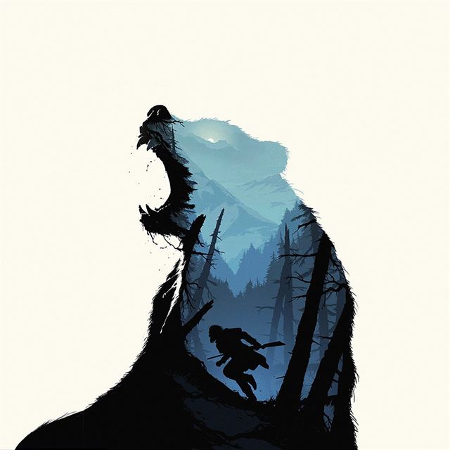 1024x1024 Revenant Dicaprio Poster Film Art Bear - poster iPad Wallpaper