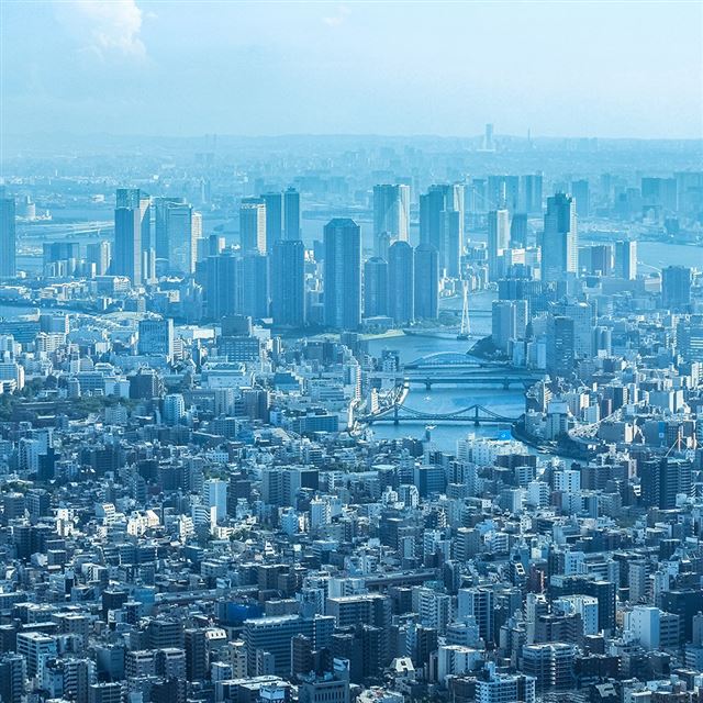 1024x1024 Blue City Cloud Metropolitan Urban Building - urban iPad Wallpaper