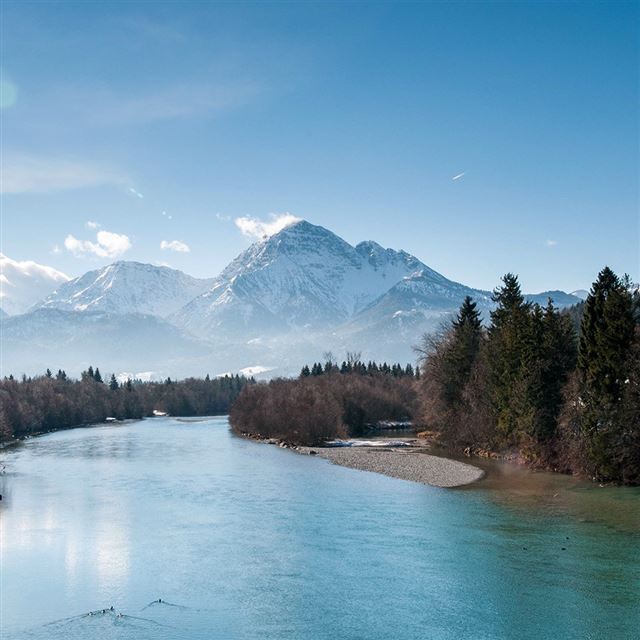 1024x1024 Lake Nature Summer Mountain Sky Green Blue Wood - green iPad Wallpaper
