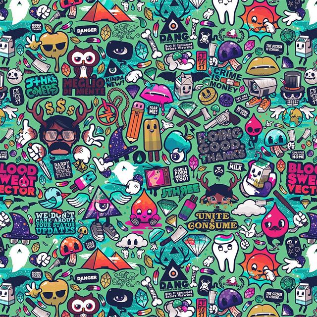 1024x1024 Art Work Pattern Illustration Graffiti Green -  iPad Wallpaper