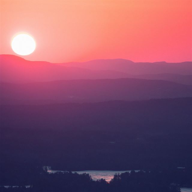 1024x1024 Sunrise Red Sun Orange Yellow Morning Nature - mountains iPad Wallpaper