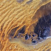 Sahara Desert Earthview Yellow Blue Pattern wallpaper