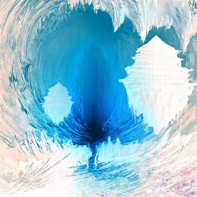 1024x1024 Airbrush Art Blue Illustration - brown iPad Wallpaper