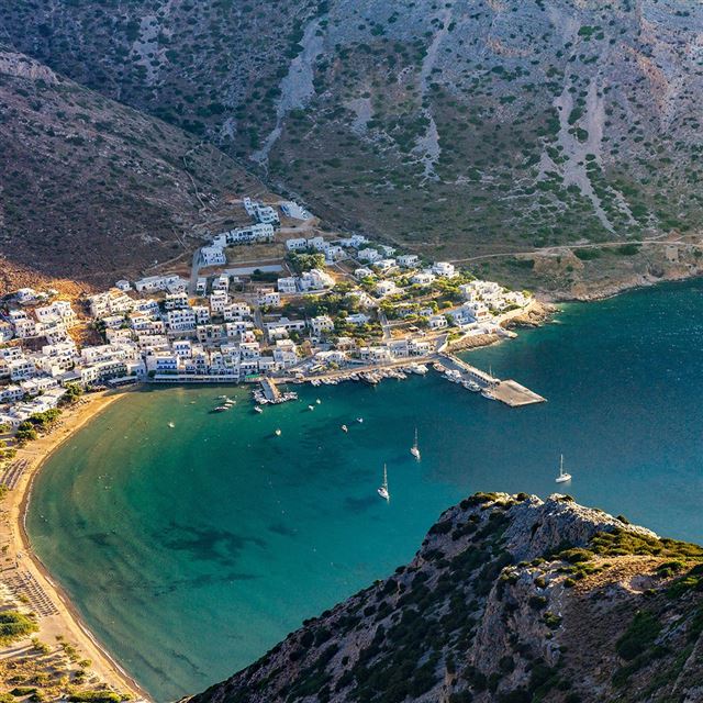 1024x1024 Greece Beach Town Sea Mountain Summer Vacation - cyan iPad Wallpaper