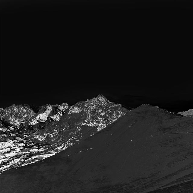 1024x1024 Winter Mountain Snow Bw Nature Dark - view iPad Wallpaper