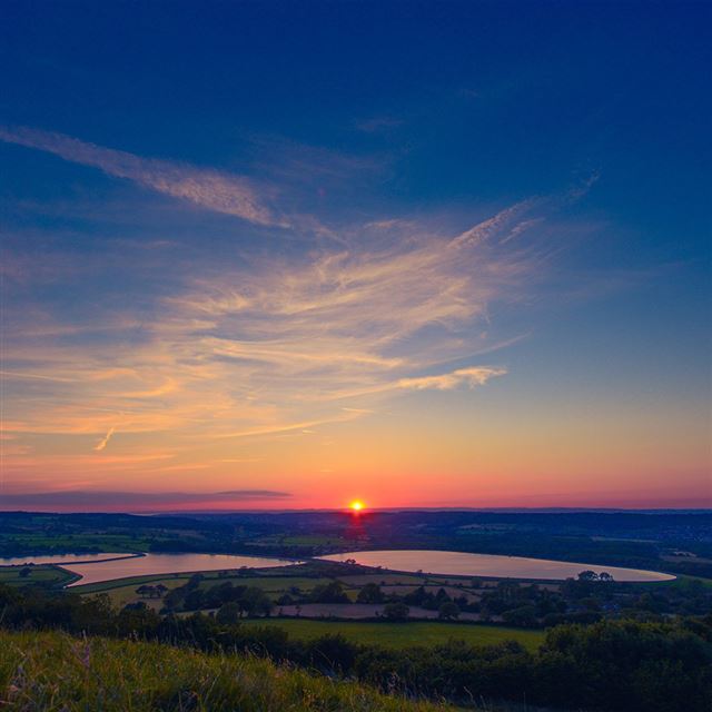 1024x1024 Sunset Peace Land Sky Blue Nature - scenery iPad Wallpaper