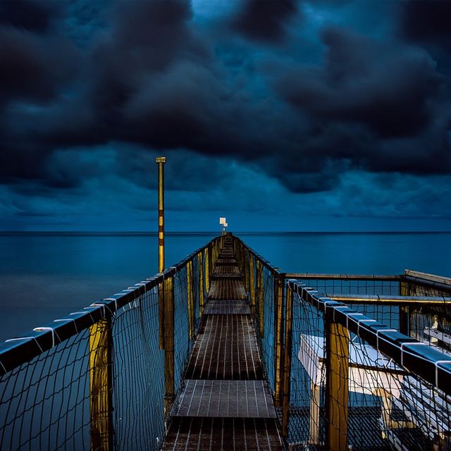 1024x1024 Sea Night Blue Dark Bridge Ocean - ocean iPad Wallpaper