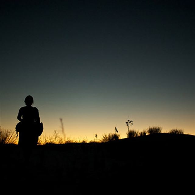 1024x1024 Sunset Silhouette Dune - yellow iPad Wallpaper