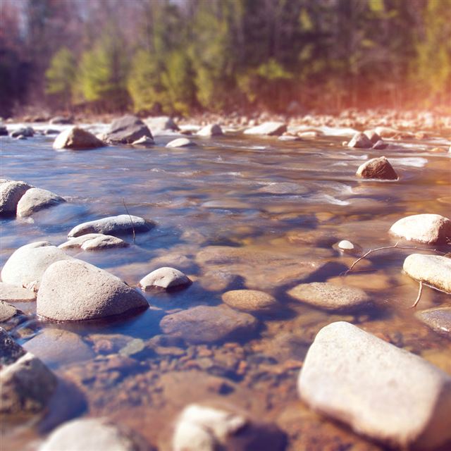 1024x1024 Summer Rocks River Lake Nature Mountain Flare - green iPad Wallpaper