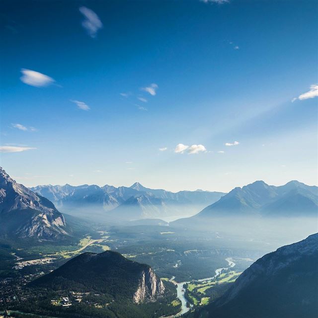 1024x1024 Mountain Sky Blue Nature Summer - green iPad Wallpaper