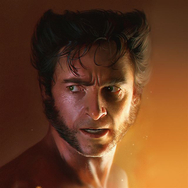 1024x1024 Wolverine Xman Hero Illustration Art - yellow iPad Wallpaper