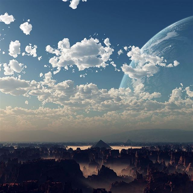 1024x1024 Sky Space Blue Illustration Art - space iPad Wallpaper