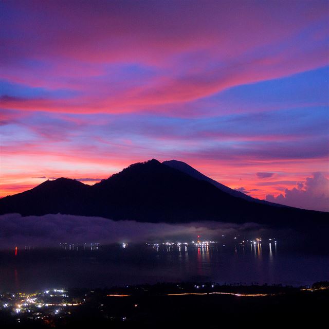1024x1024 Mountain Romantic Red Sunset Nature - scenery iPad Wallpaper